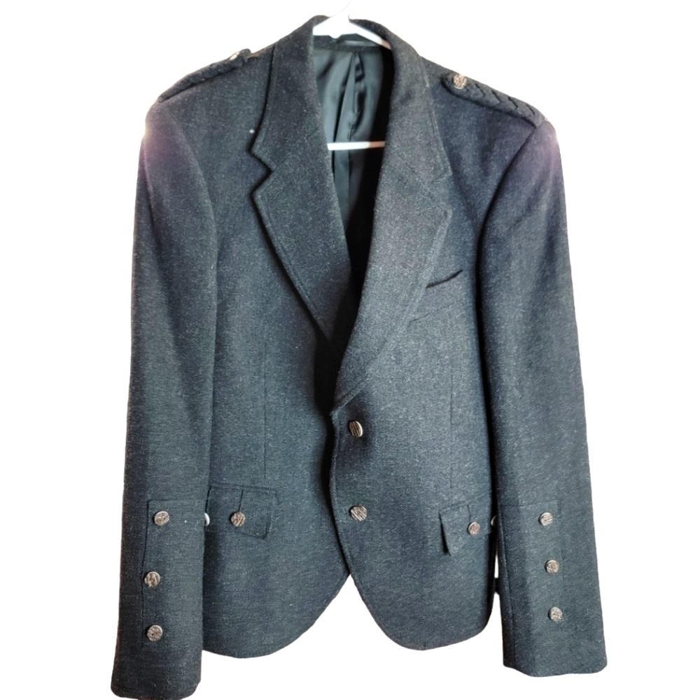 Vintage Mens grey wool Kilt jacket by Hector Russell 38L